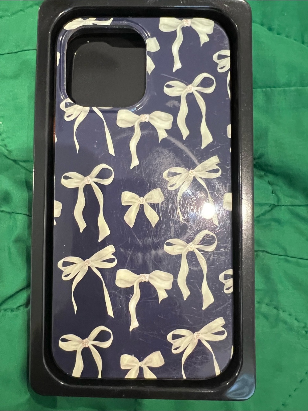 Navy Bow Print Protective Phone Case - Brand Unspecified